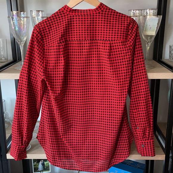 J. Crew factory red buffalo plaid pleated blouse - Picture 4 of 4